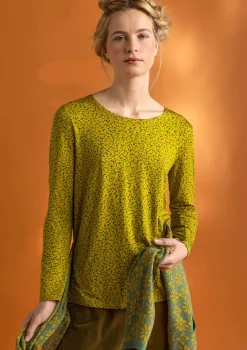 Gudrun Sjödén Pullover & Shirts>Jerseyshirt „Helga“ aus Lyocell/Elasthan Olivenöl-gemustert