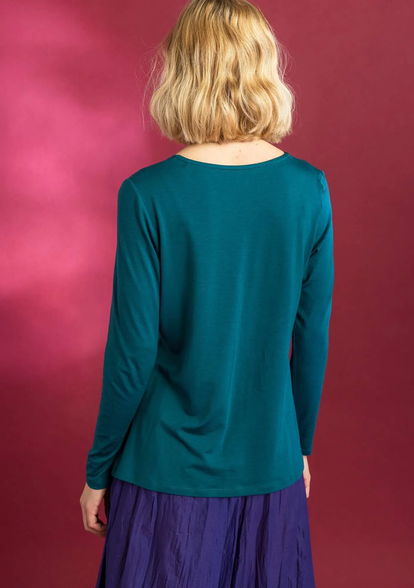 Gudrun Sjödén Pullover & Shirts>Jerseyshirt „Helga“ aus Lyocell/Elasthan Dunkelpetrol