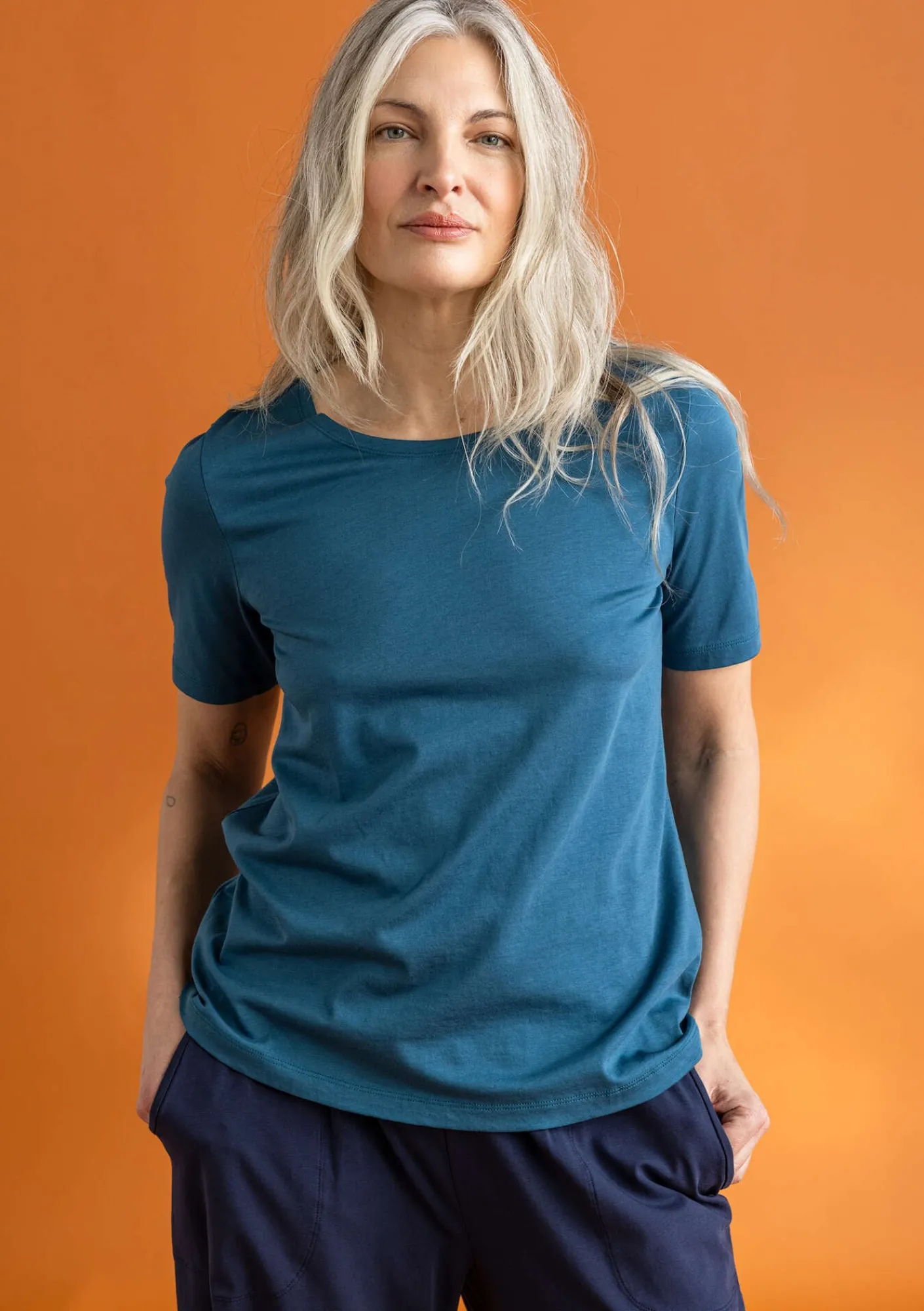 Gudrun Sjödén Pullover & Shirts>Jerseyshirt „Tyra“ aus Bio-Baumwolle/Modal Dunkelpetrol