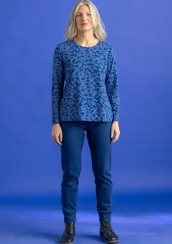 Gudrun Sjödén Pullover & Shirts>Jerseyshirt „Ylva“ aus Bio-Baumwolle/Elasthan Leinenblau-gemustert