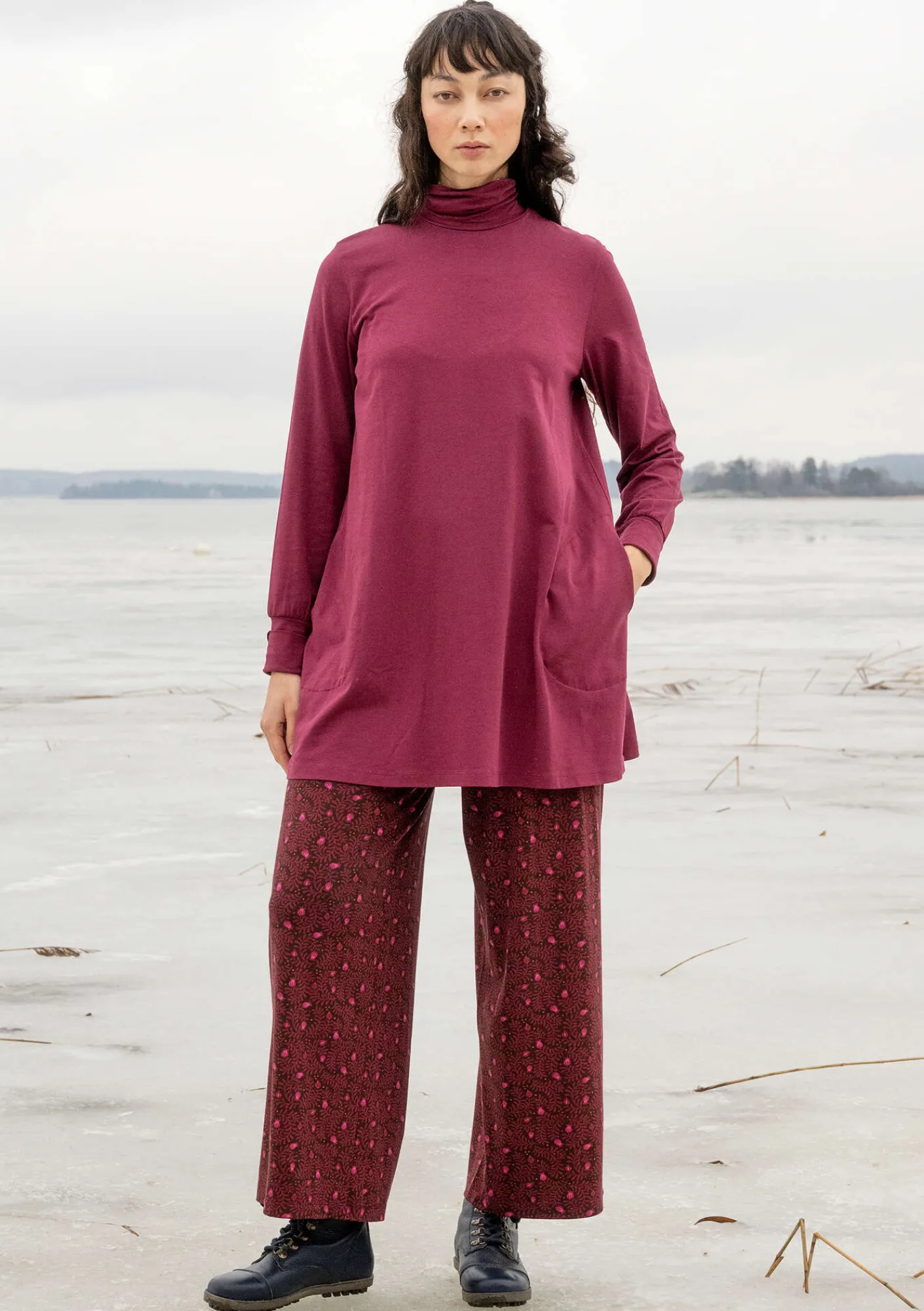 Gudrun Sjödén Tuniken>Jerseytunika aus Bio-Baumwolle/Modal/Elasthan Purpur