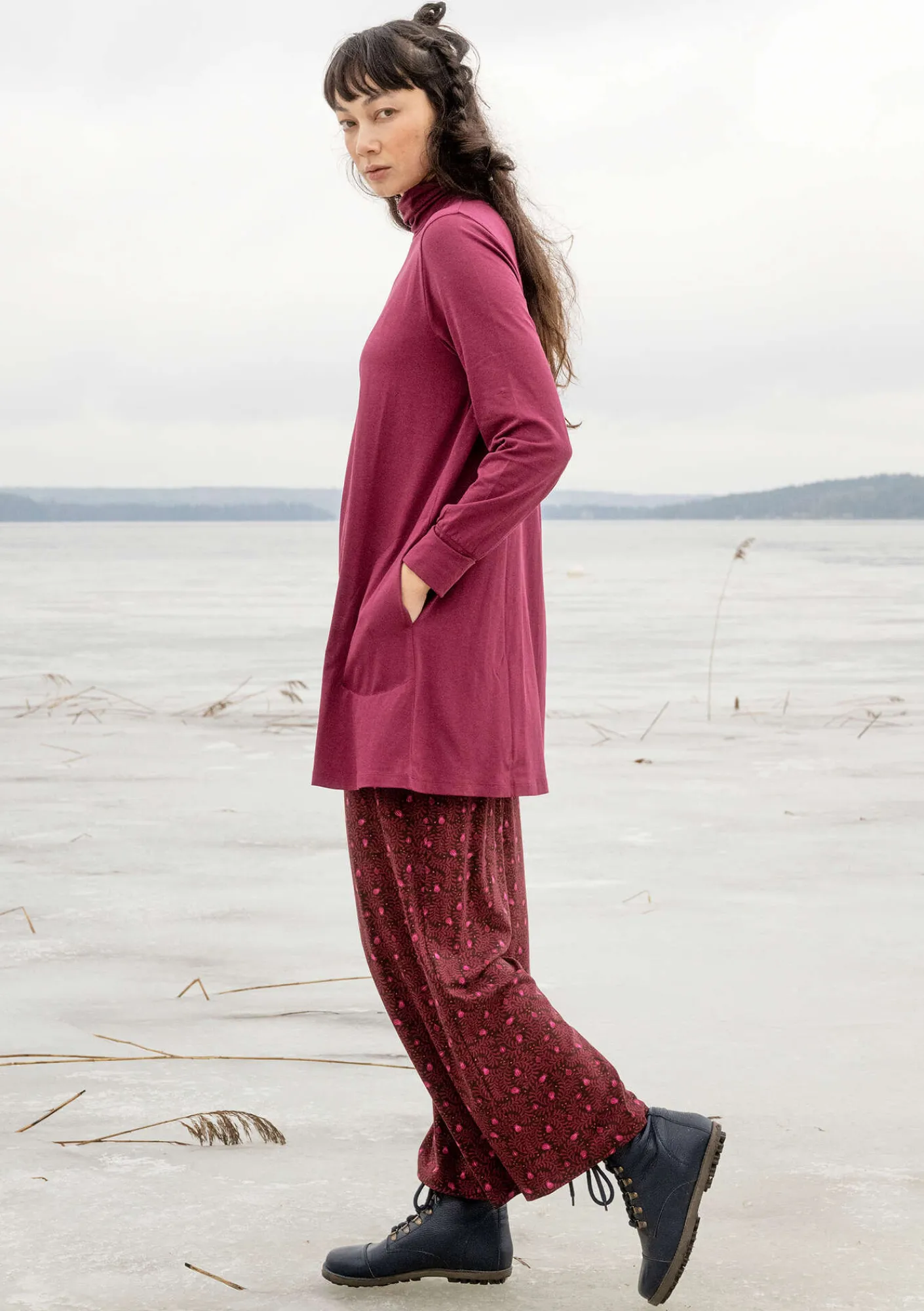 Gudrun Sjödén Tuniken>Jerseytunika aus Bio-Baumwolle/Modal/Elasthan Purpur