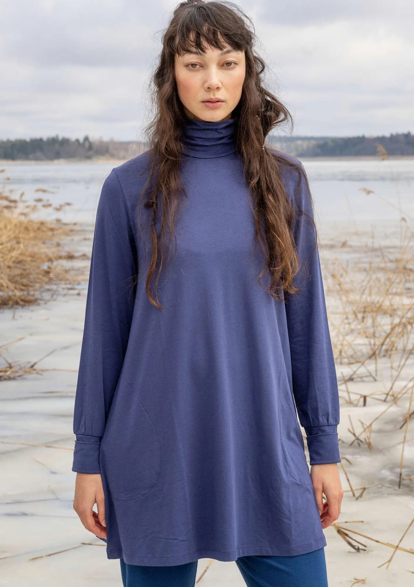 Gudrun Sjödén Tuniken>Jerseytunika aus Bio-Baumwolle/Modal/Elasthan Mitternachtsblau