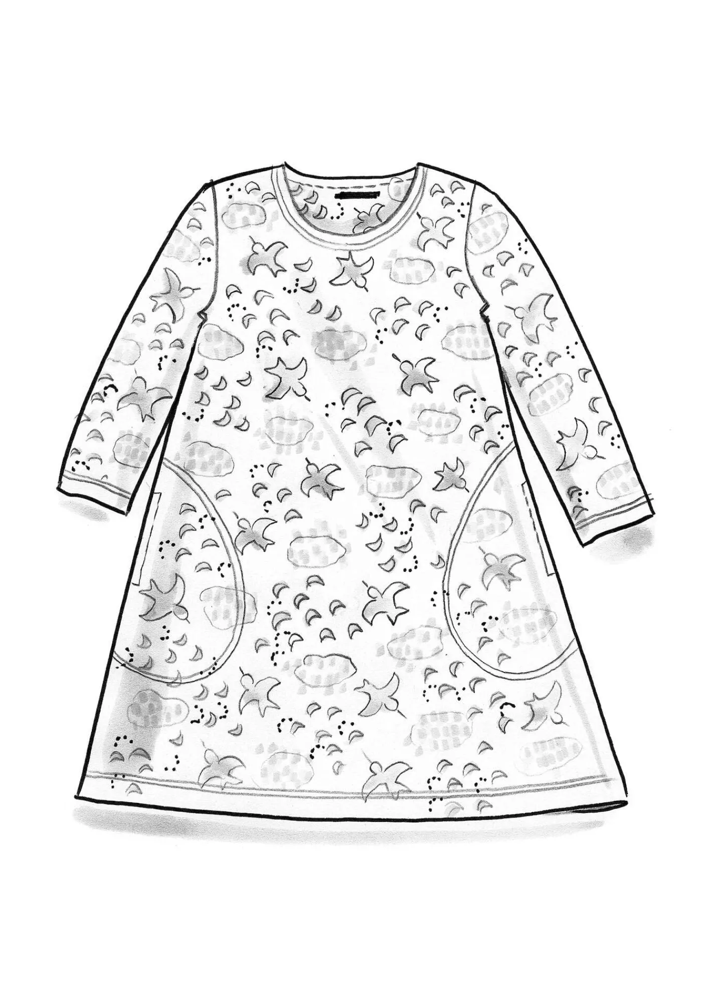 Gudrun Sjödén Tuniken>Jerseytunika „Flyttfågel“ aus Bio-Baumwolle Meeresgrün