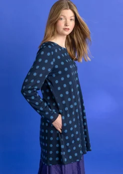 Gudrun Sjödén Tuniken>Jerseytunika „Tyra“ aus Bio-Baumwolle/Modal Dunkelindigo-gemustert