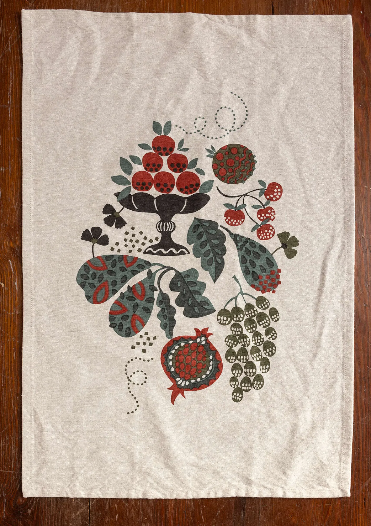 Gudrun Sjödén Küche & Esszimmer|Heimtextilien>Küchentuch „Fruits“ aus Bio-Baumwolle Dunkelaschgrau