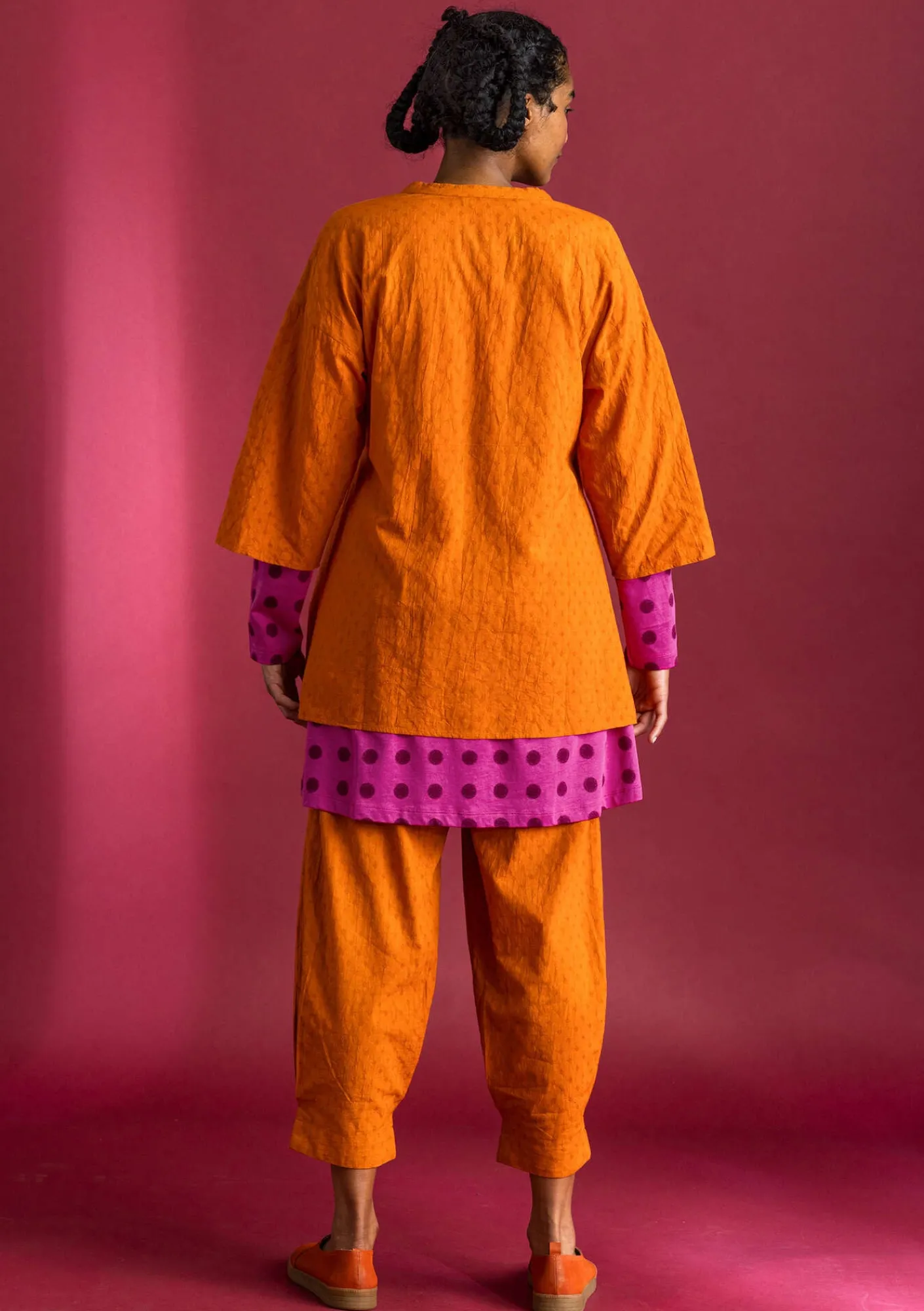 Gudrun Sjödén Blusen>Kimono aus Bio-Baumwolldobby Henna