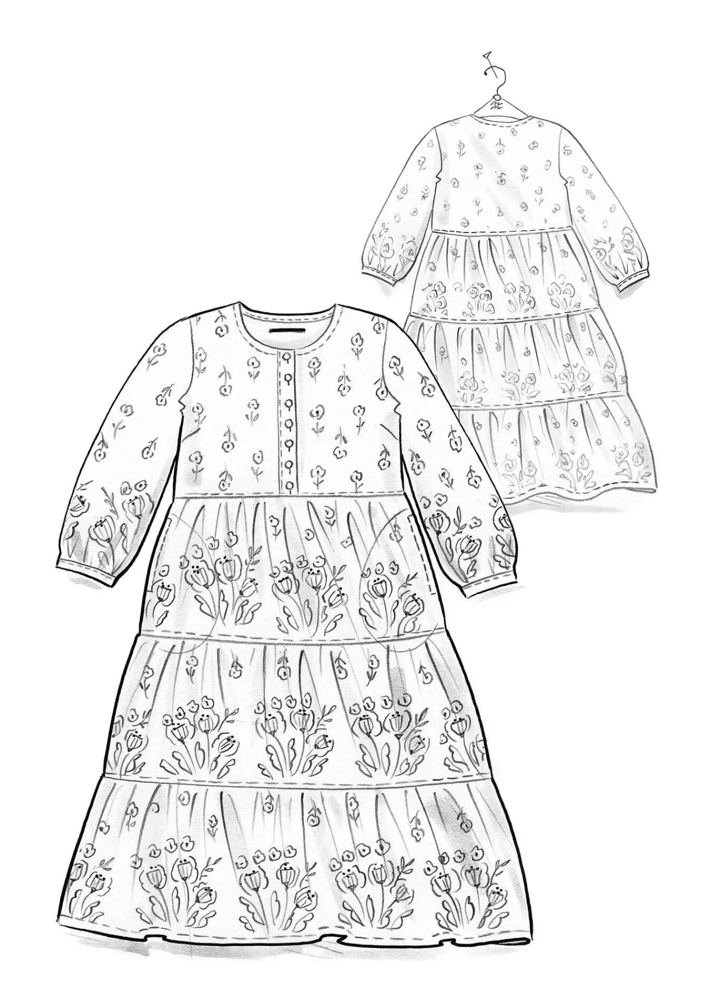 Gudrun Sjödén Kleider>Kleid „Asta“ aus Bio-Baumwollgewebe Indigogrün