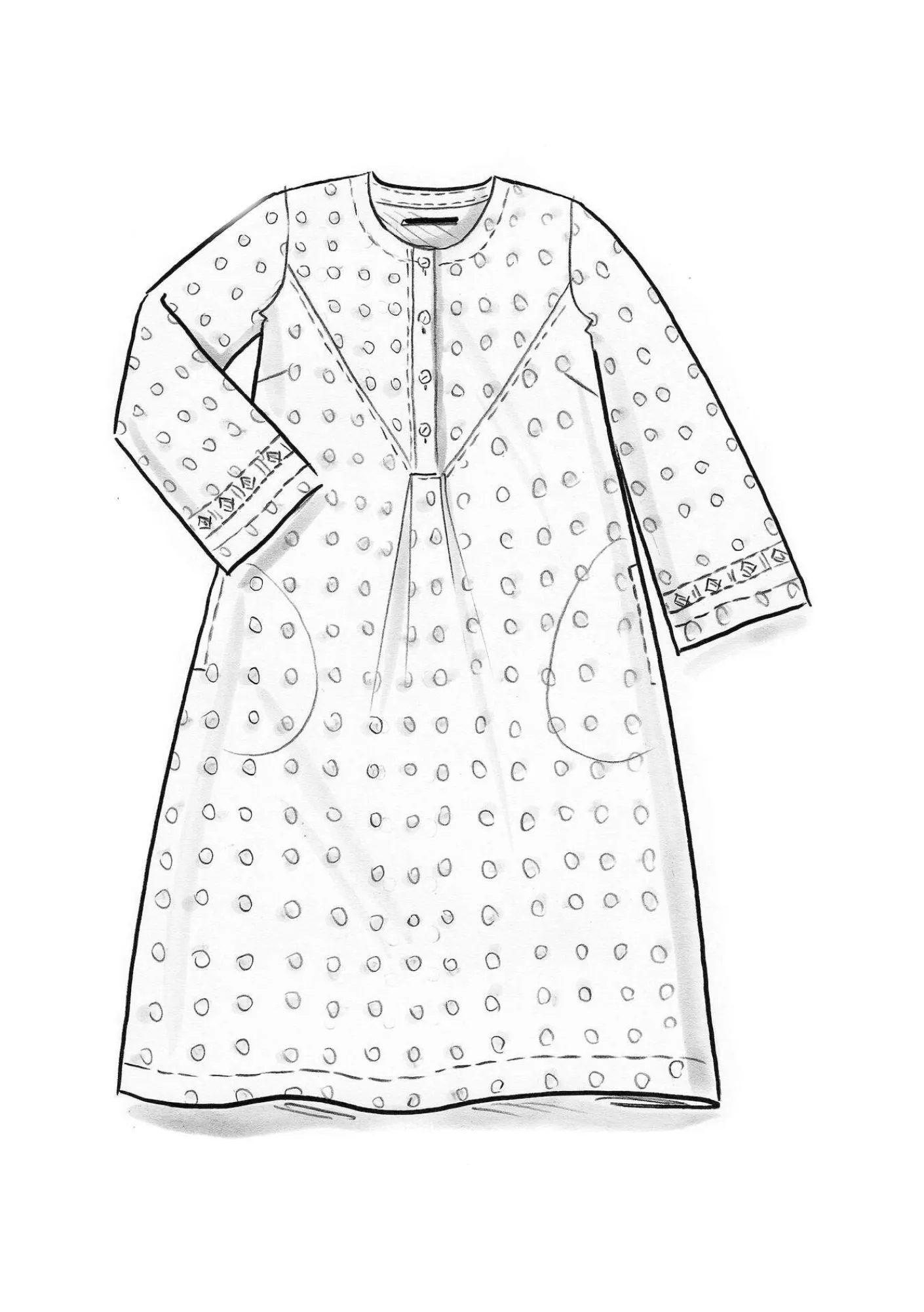 Gudrun Sjödén Kleider>Kleid „Asta“ aus Leinengewebe Hopper-gemustert