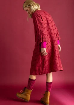 Gudrun Sjödén Kleider>Kleid „Asta“ aus Leinengewebe Feige-gemustert