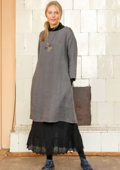 Gudrun Sjödén Kleider>Kleid aus Leinengewebe Grafit