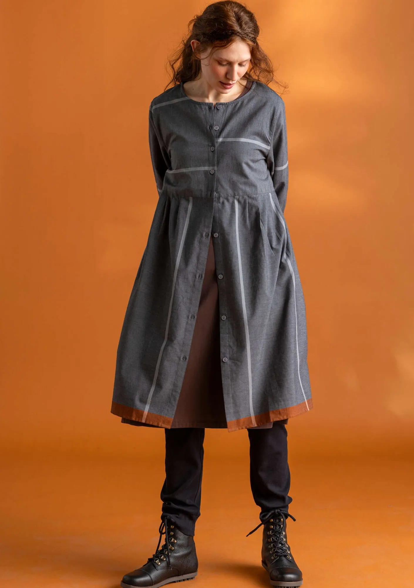 Gudrun Sjödén Kleider>Kleid „Ava” aus Bio-Baumwollgewebe Schwarz