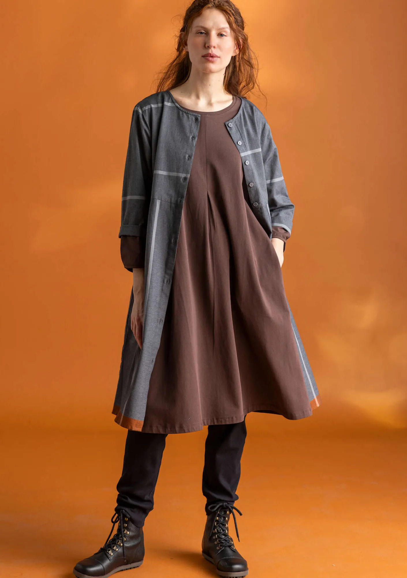 Gudrun Sjödén Kleider>Kleid „Ava” aus Bio-Baumwollgewebe Schwarz