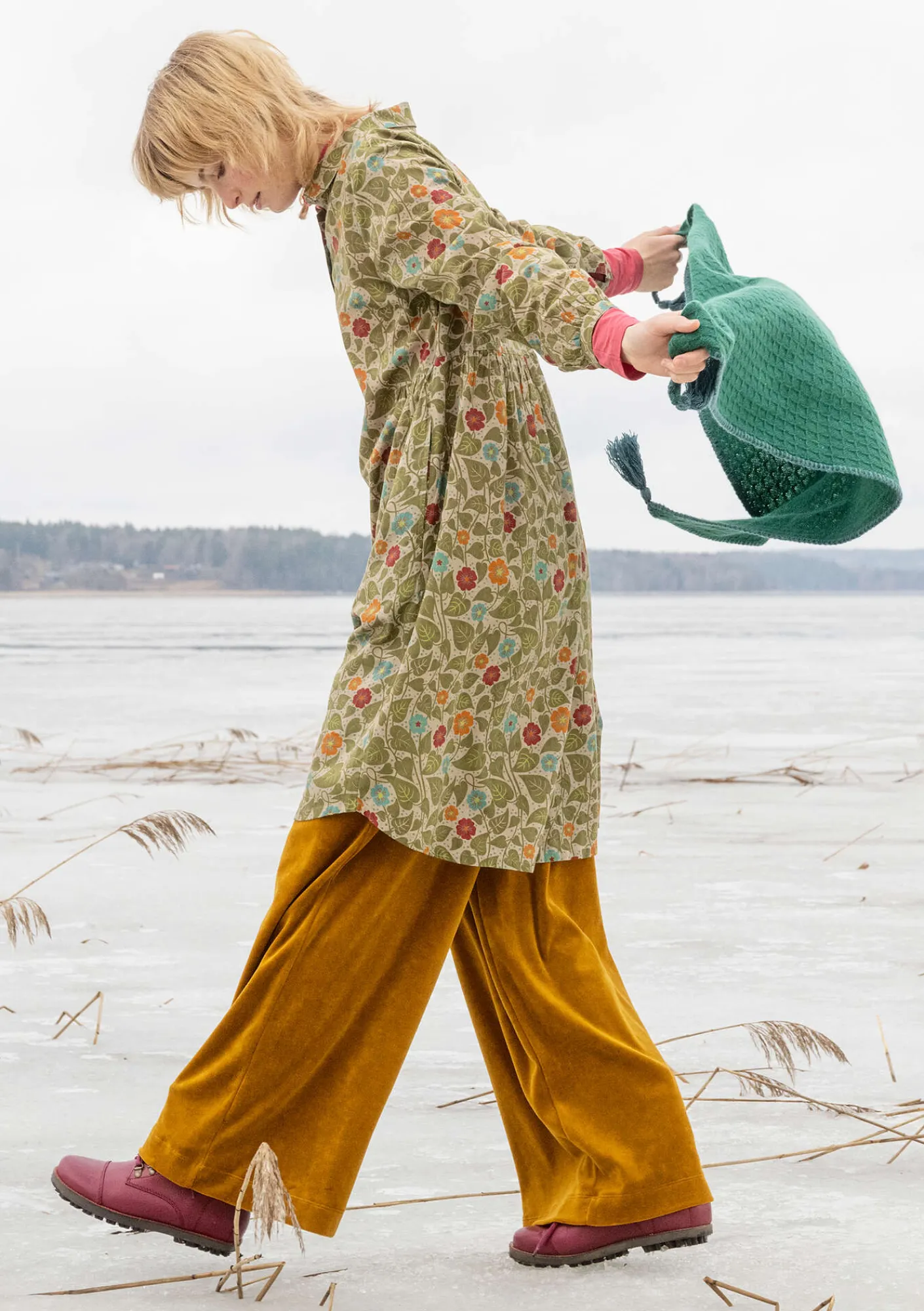 Gudrun Sjödén Kleider>Kleid „Borealis“ aus Bio-Baumwollgewebe Thuja