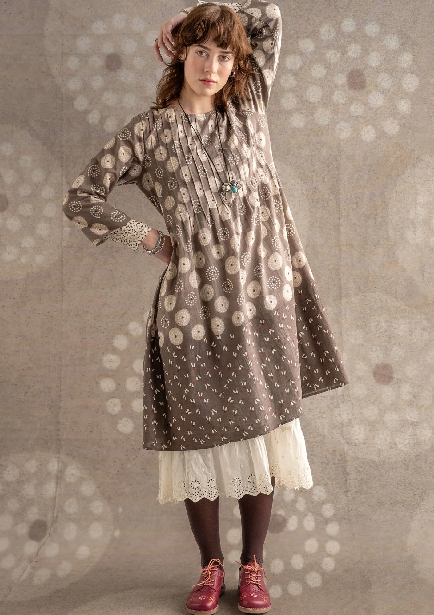 Gudrun Sjödén Kleider>Kleid „Clay“ aus Bio-Baumwollgewebe Kashish