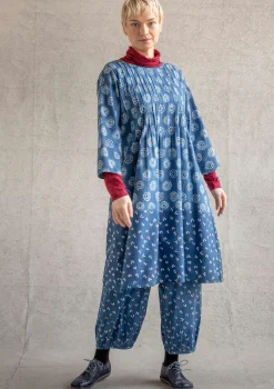 Gudrun Sjödén Kleider>Kleid „Clay“ aus Bio-Baumwollgewebe Indigo