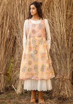 Gudrun Sjödén Kleider>Kleid „Embla“ aus Bio-Baumwollgewebe Aprikose