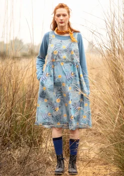 Gudrun Sjödén Kleider>Kleid „Embla“ aus Bio-Baumwollgewebe Leinenblau