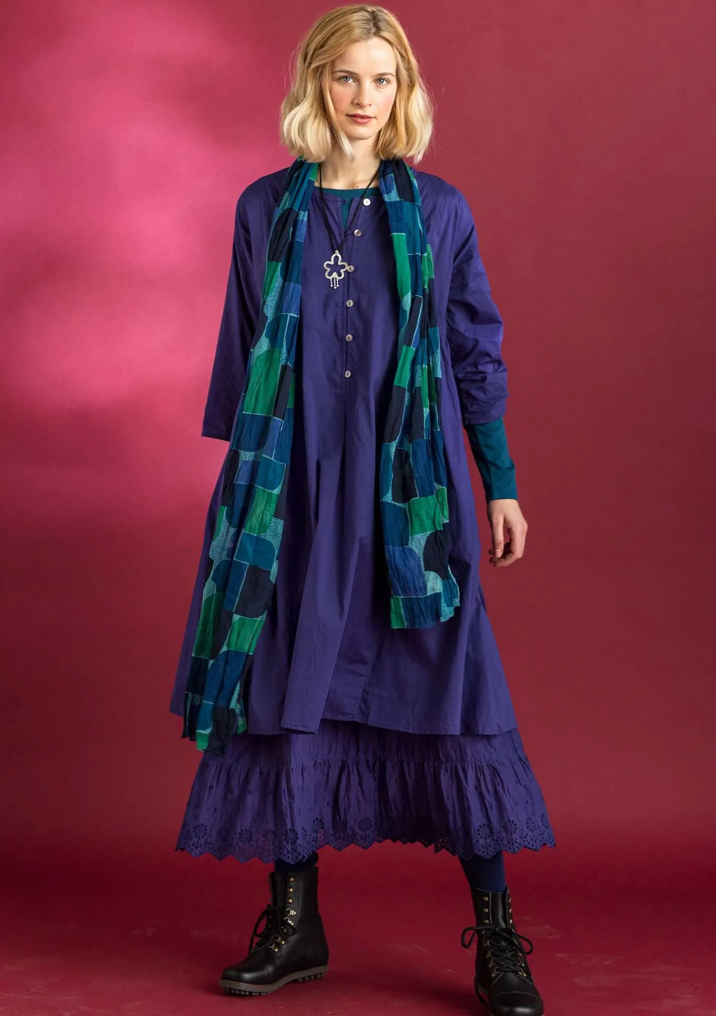 Gudrun Sjödén Kleider>Kleid „Hedda“ aus Bio-Baumwollgewebe Veilchen