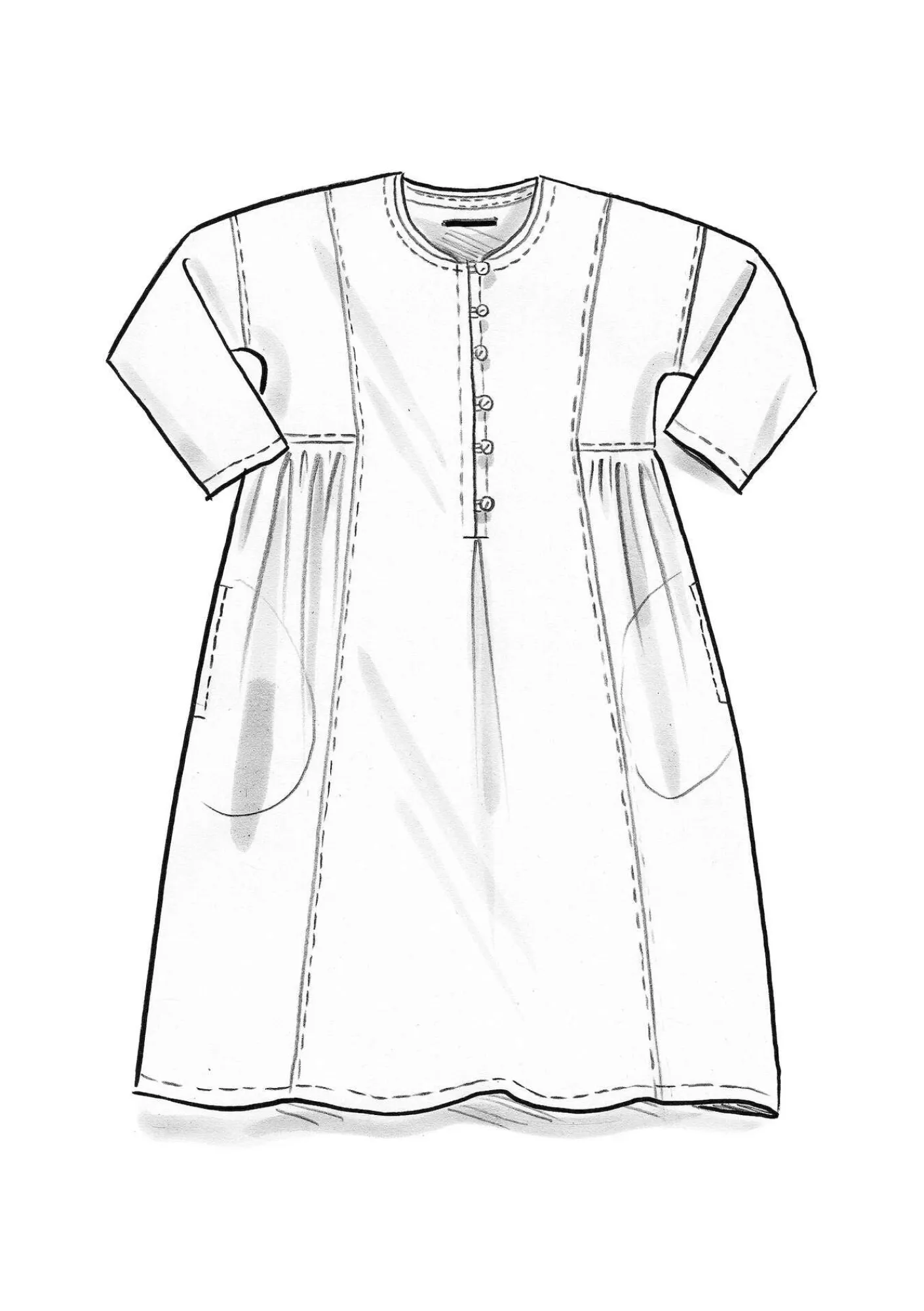 Gudrun Sjödén Kleider>Kleid „Hedda“ aus Bio-Baumwollgewebe Hellpetrol