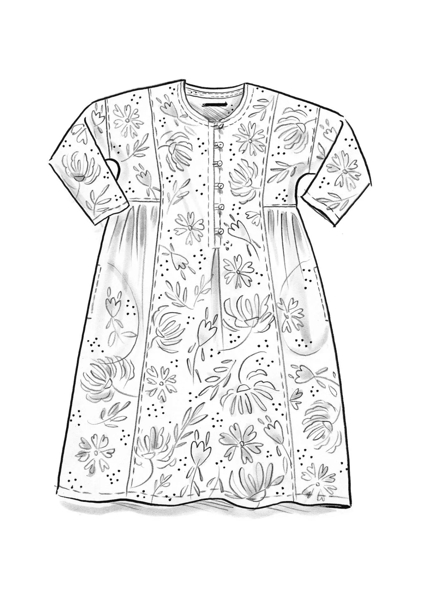 Gudrun Sjödén Kleider>Kleid „Hedda“ aus Bio-Baumwollgewebe Schwarz-gemustert