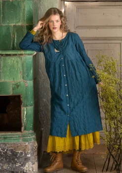 Gudrun Sjödén Kleider>Kleid „Helga“ aus Bio-Baumwollgewebe Dunkelpetrol