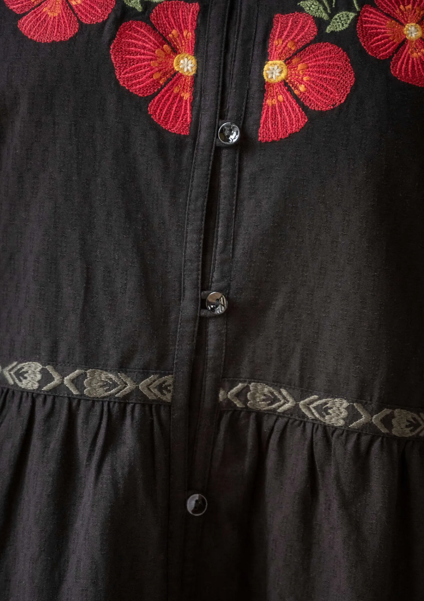 Gudrun Sjödén Kleider>Kleid „Åland“ aus Bio-Baumwollgewebe Schwarz