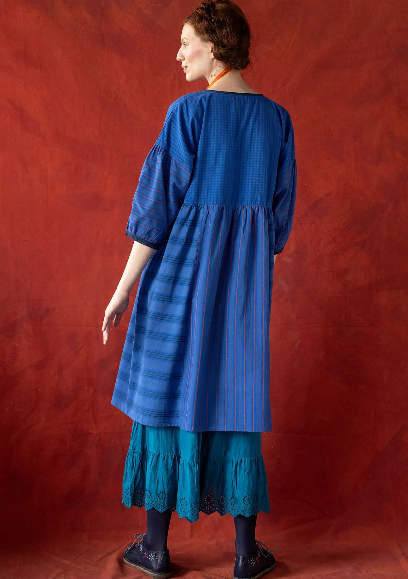 Gudrun Sjödén Kleider>Kleid „Sofia“ aus Bio-Baumwollgewebe Bläuling