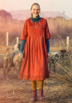 Gudrun Sjödén Kleider>Kleid „Strandfynd“ aus Bio-Baumwollgewebe Rost