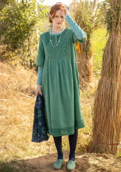 Gudrun Sjödén Kleider>Kleid „Strandfynd“ aus Bio-Baumwollgewebe Meerglasgrün