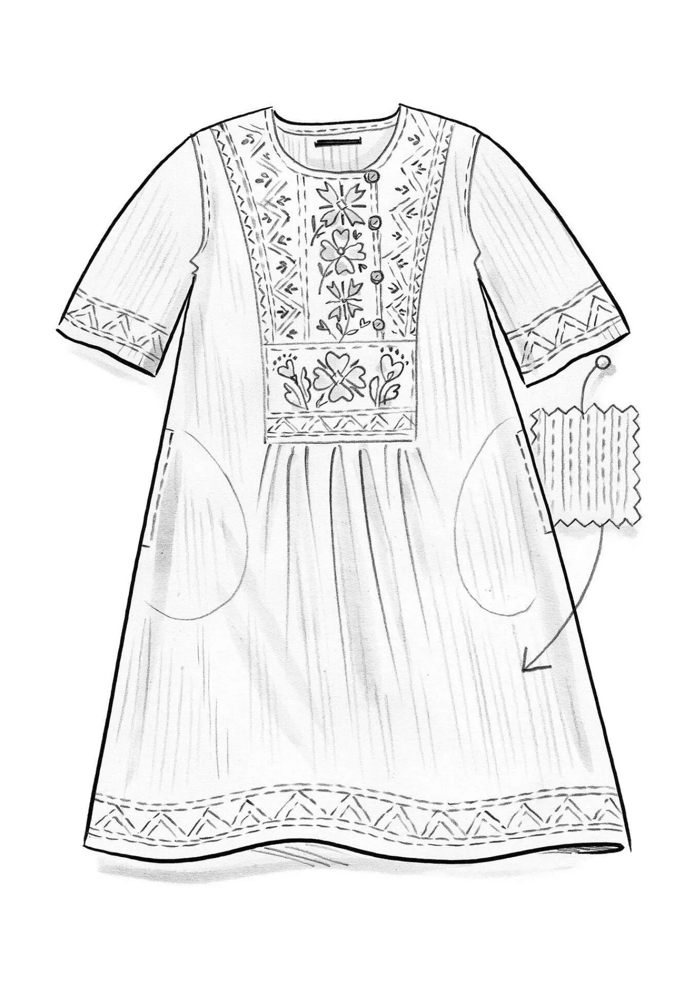 Gudrun Sjödén Kleider>Kleid „Wanja“ aus Bio-Baumwollgewebe Ocker