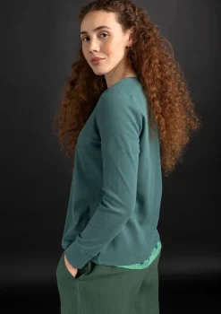 Gudrun Sjödén Pullover & Shirts>Knopfleistenshirt aus Bio-Baumwollripp Opalgrün