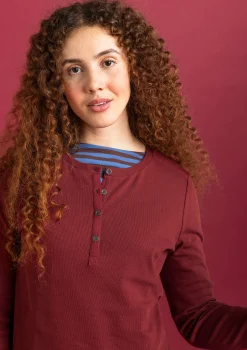 Gudrun Sjödén Pullover & Shirts>Knopfleistenshirt aus Bio-Baumwollripp Rost