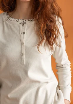 Gudrun Sjödén Pullover & Shirts>Knopfleistenshirt aus Bio-Baumwollripp Feder