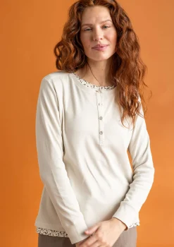 Gudrun Sjödén Pullover & Shirts>Knopfleistenshirt aus Bio-Baumwollripp Feder