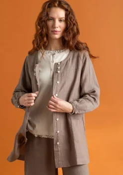 Gudrun Sjödén Blusen>Künstlerbluse „Asta“ aus Leinengewebe Hellkartoffel