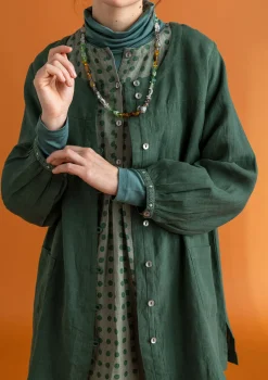 Gudrun Sjödén Blusen>Künstlerbluse „Asta“ aus Leinengewebe Dunkelgrün