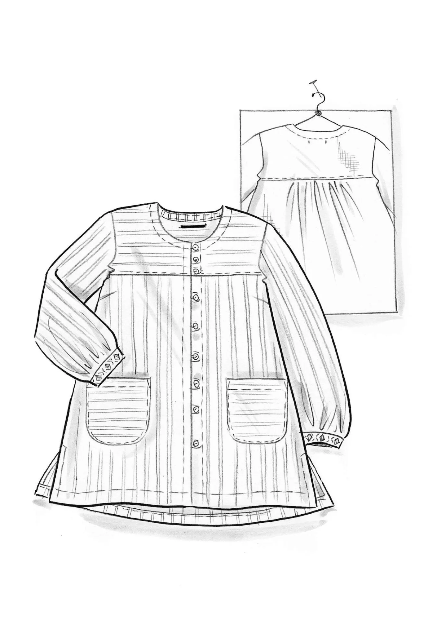 Gudrun Sjödén Blusen>Künstlerbluse „Asta“ aus Leinengewebe Purpur-gestreift