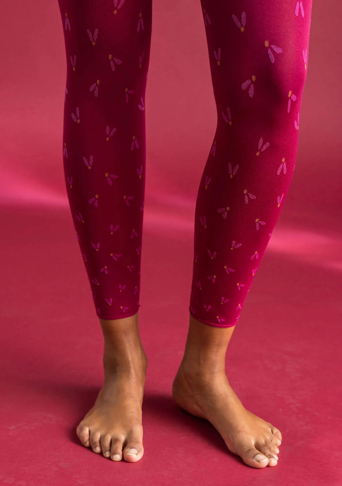 Gudrun Sjödén Accessoires|Leggings>Leggings „Fjät“ aus Recycling-Polyamid Dunkelhibiskus