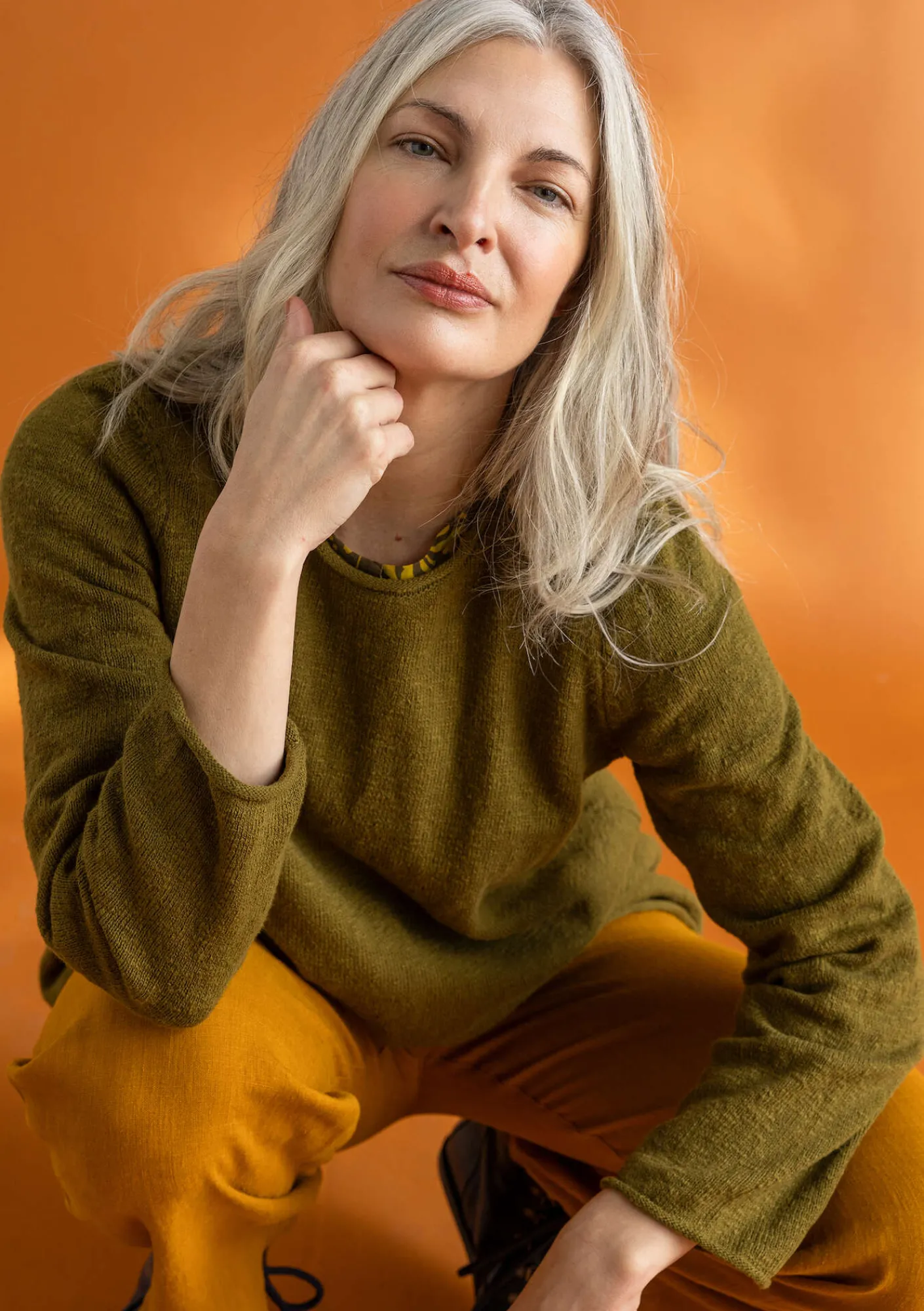 Gudrun Sjödén Pullover & Shirts>Lieblingspullover aus Bio-Baumwolle Dunkelolive