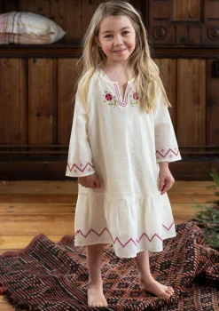 Gudrun Sjödén Wäsche & Loungewear>Mädchen-Nachthemd „Twinkle“ aus Bio-Baumwolle Halbgebleicht