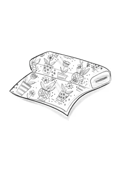 Gudrun Sjödén Stoffe|Heimtextilien>Meterware „Flower pots“ aus Bio-Baumwolle Graulila