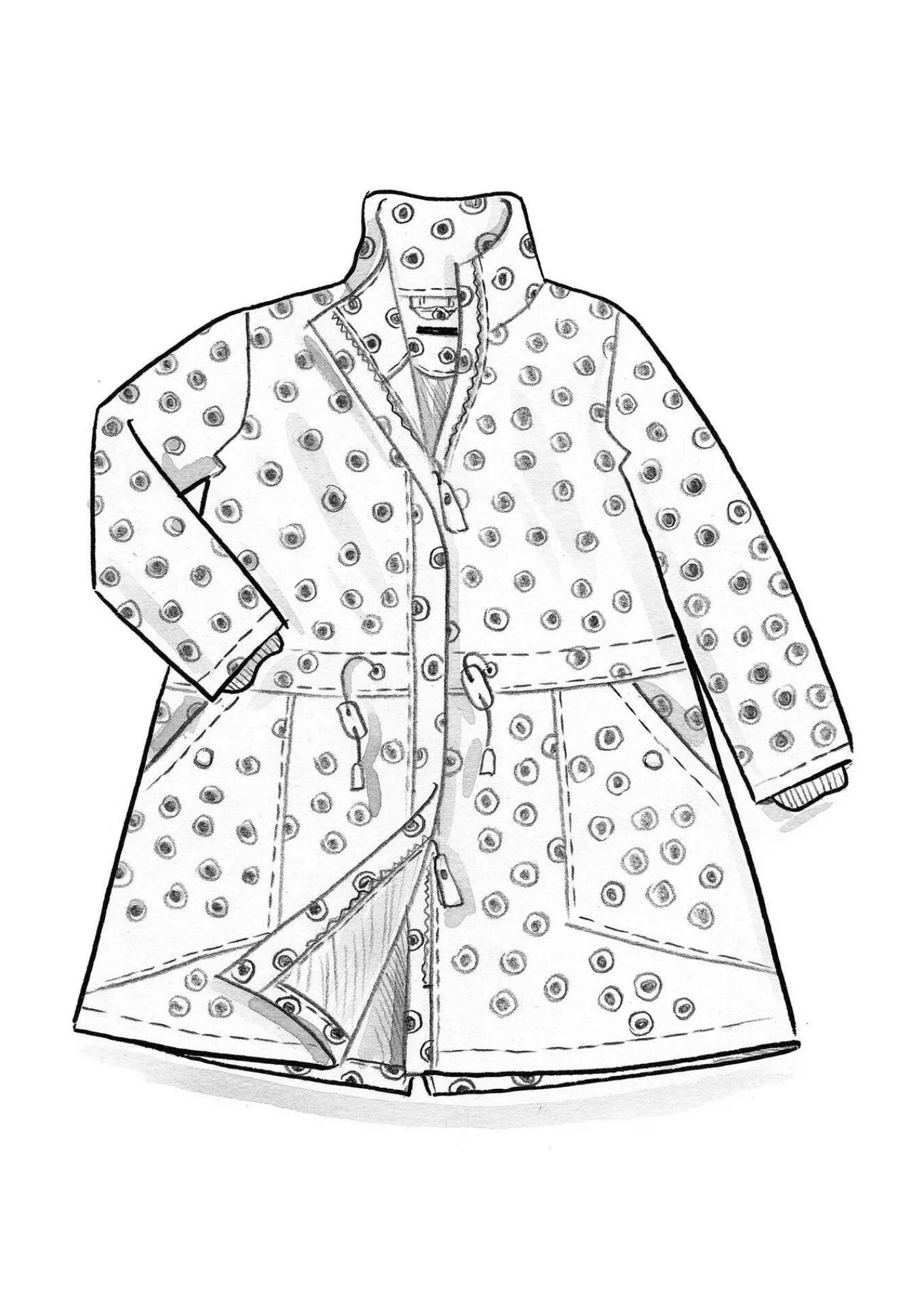 Gudrun Sjödén Jacken & Mäntel>Parka „Lucy“ aus Bio-Baumwollgewebe Flaschengrün-gemustert