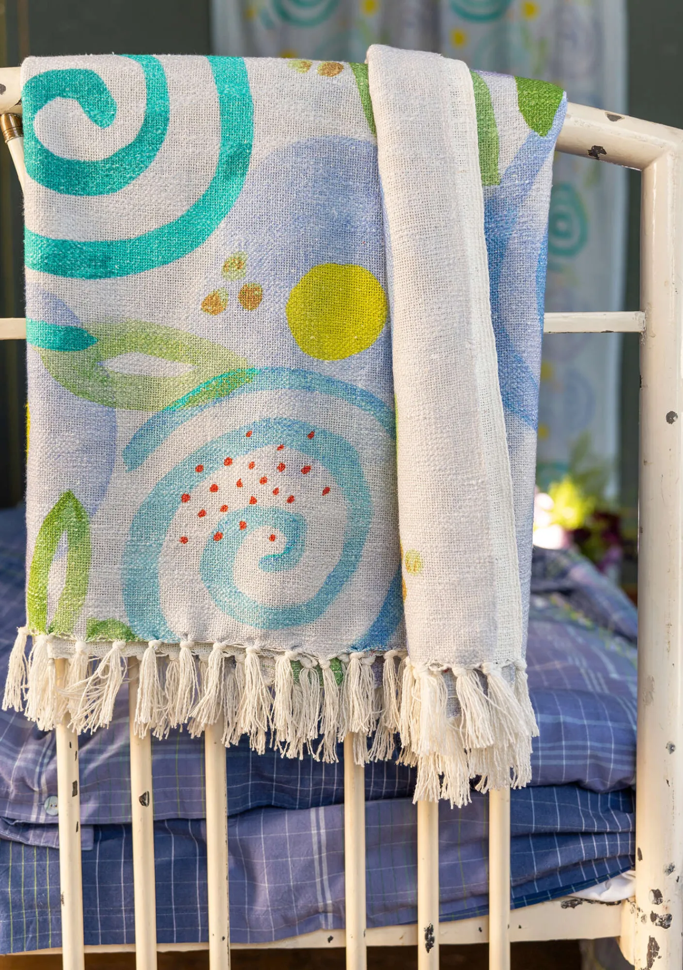 Gudrun Sjödén Schlafzimmer Deko|Heimtextilien>Plaid „Cumulus“ aus Bio-Baumwolle Vergissmeinnicht