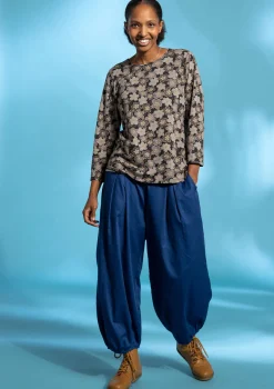 Gudrun Sjödén Hosen>Pluderhose aus Bio-Baumwollgewebe Indigoblau
