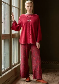 Gudrun Sjödén Strickjacken>Pointelle-Strickjacke „Blomstra“ aus Bio-Wolle Moosbeere