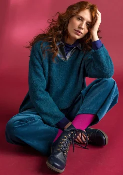 Gudrun Sjödén Pullover & Shirts>Pullover aus Alpakagemisch Dunkelpetrol-melange