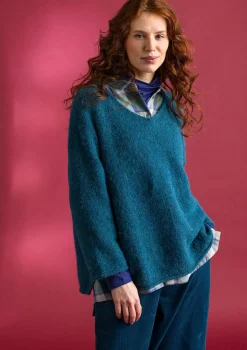 Gudrun Sjödén Pullover & Shirts>Pullover aus Alpakagemisch Dunkelpetrol-melange