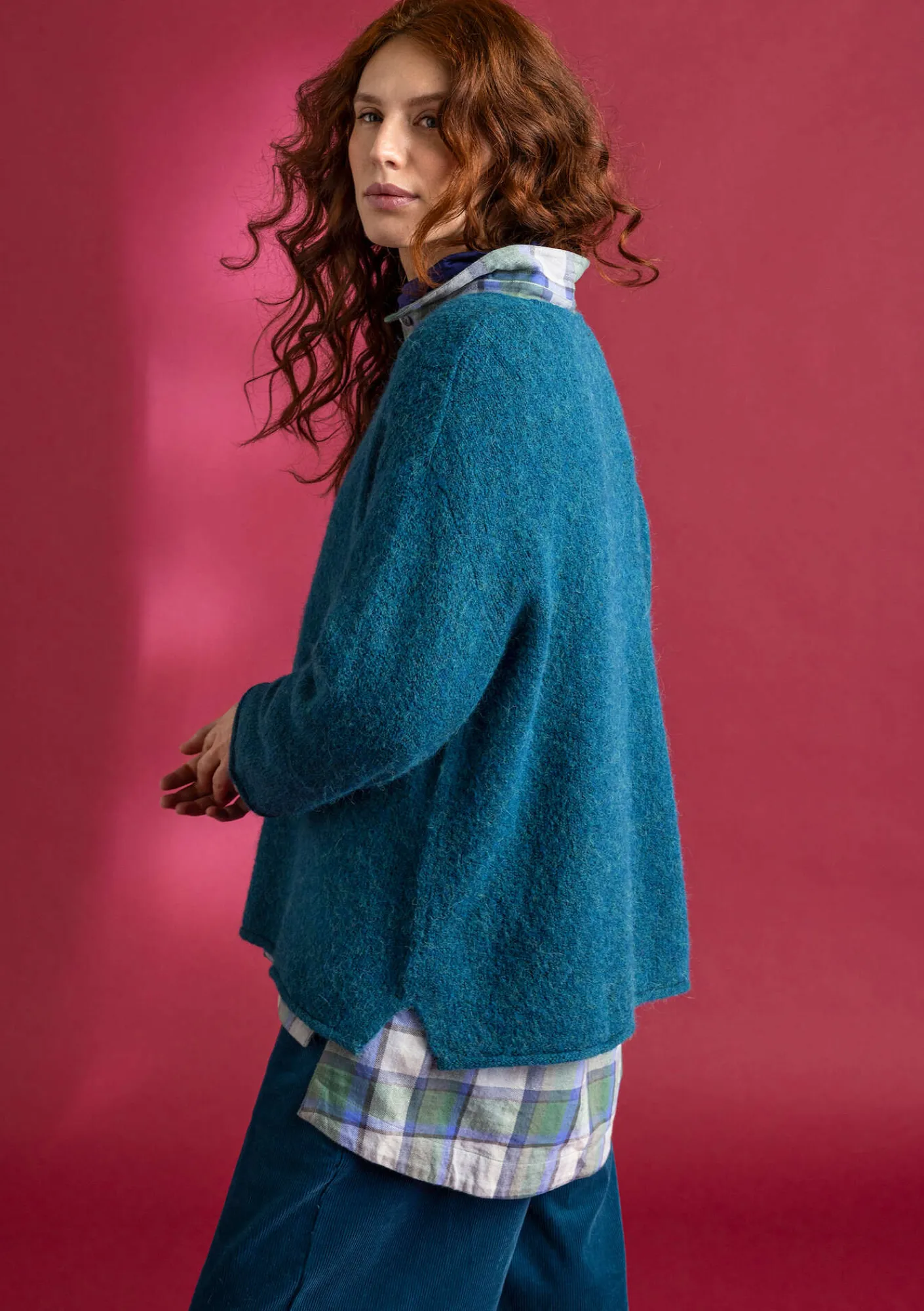 Gudrun Sjödén Pullover & Shirts>Pullover aus Alpakagemisch Dunkelpetrol-melange