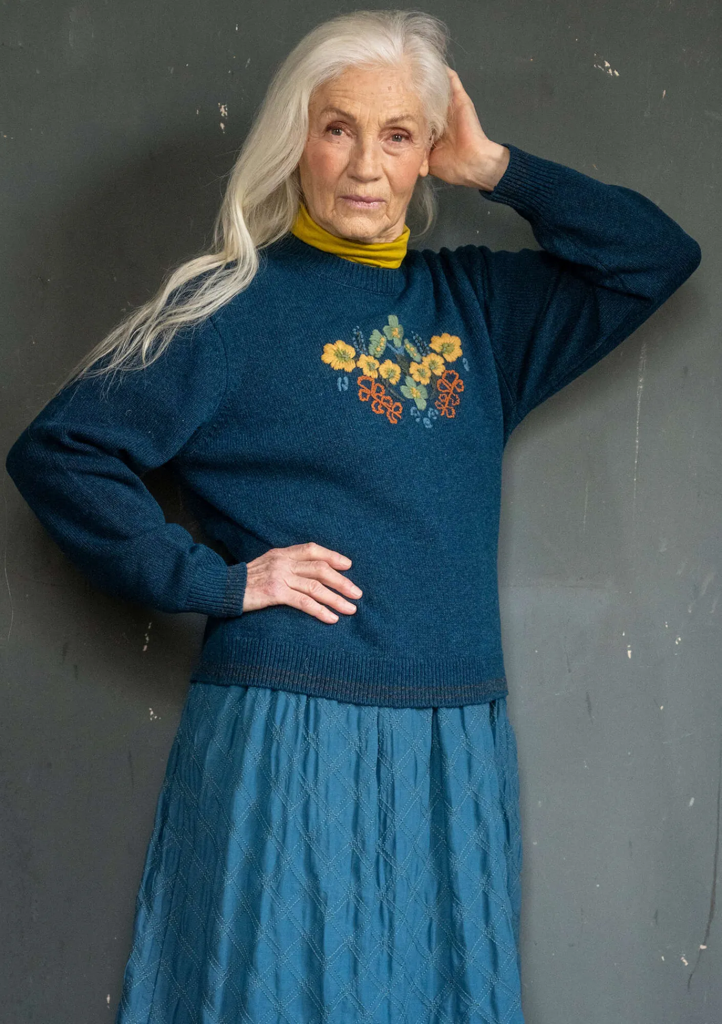 Gudrun Sjödén Pullover & Shirts>Pullover „Emelia“ aus Recycling-Wolle Dunkelpetrol